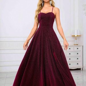 Women's V-Neck High Waist Backless Tie Swing Dress